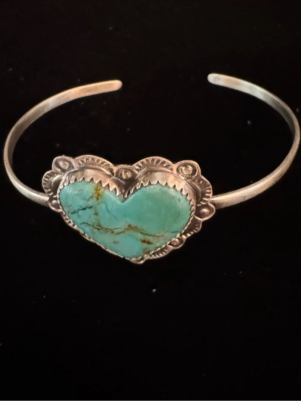 Kingman Turquoise Heart sterling Silver Cuff Bracelet - Women's Jewelry